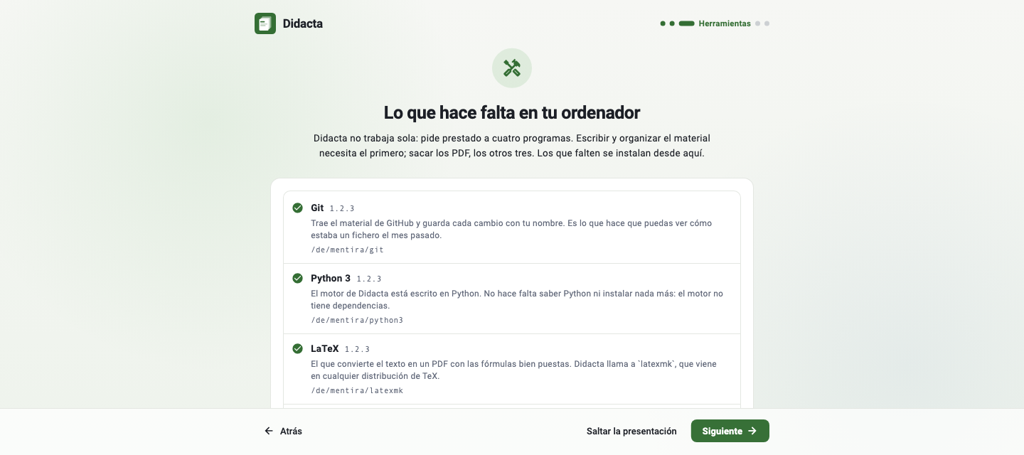 El paso del asistente donde se abre el primer repositorio